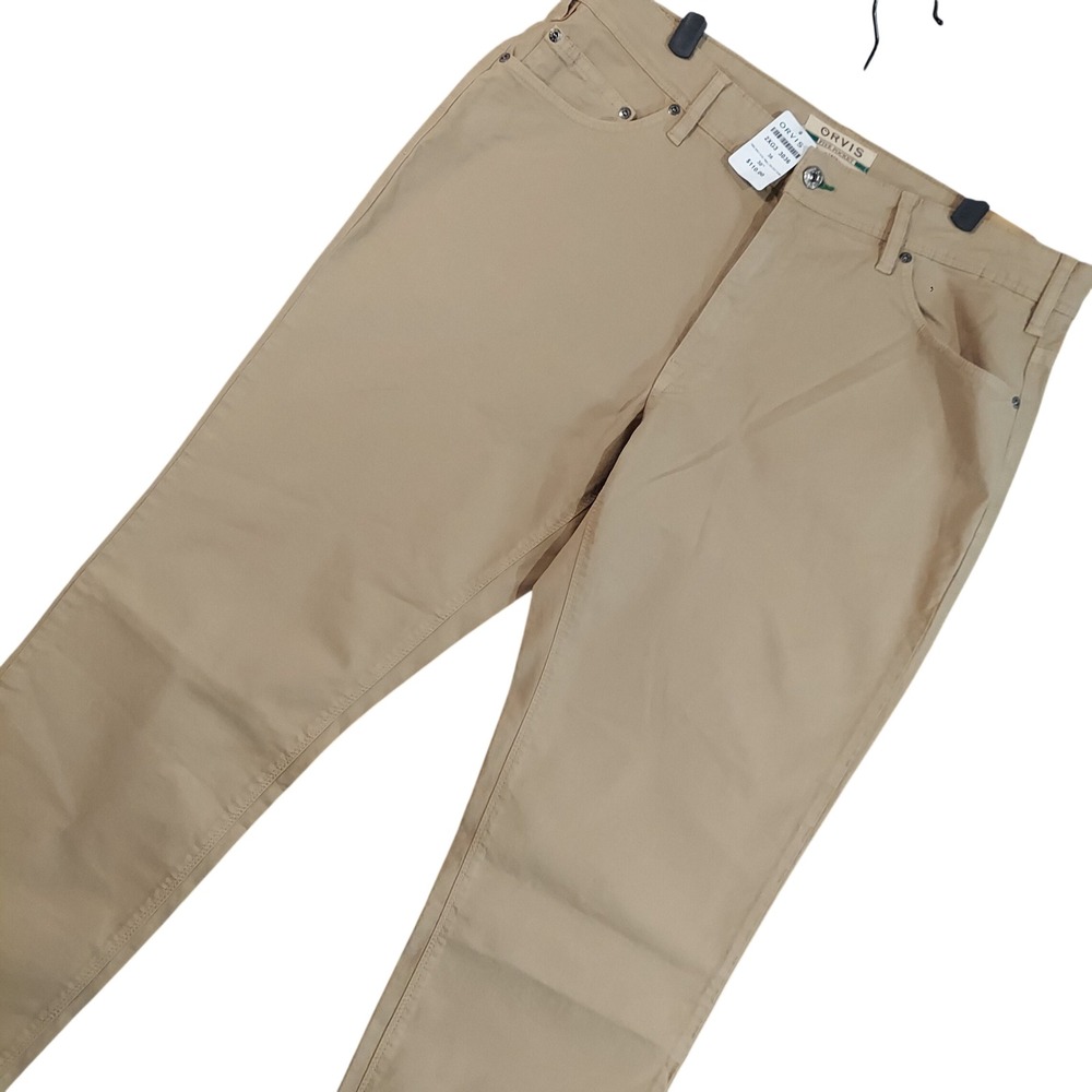 Orvis 5-Pocket Twill Pants Men 36x30 Khaki Stretch Cotton 2XG3 3036
